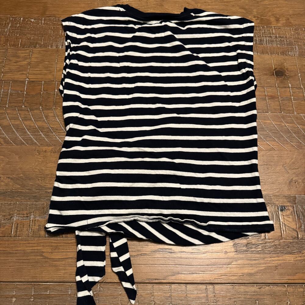 Old Navy Womens Small Navy White Striped Sleeveless Top Side Tie Muscle Tee - Picture 7 of 8